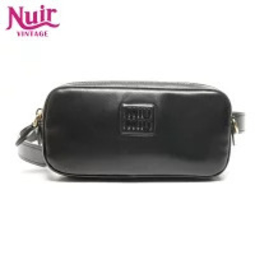 Miu Miu Leather Logo Belt Waist Bag Black